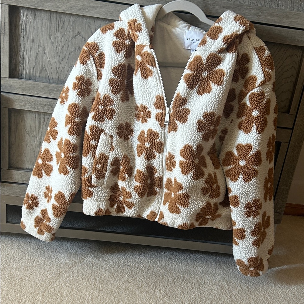 Wild Rose Cream and Brown Sherpa Jacket